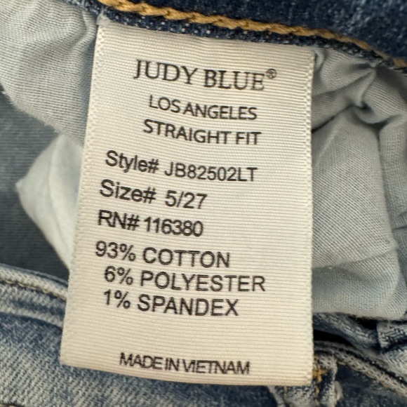 Judy Blue Women Jeans 5/27 Straight Fit Distressed High Rise Stretch Light Wash - Picture 6 of 6